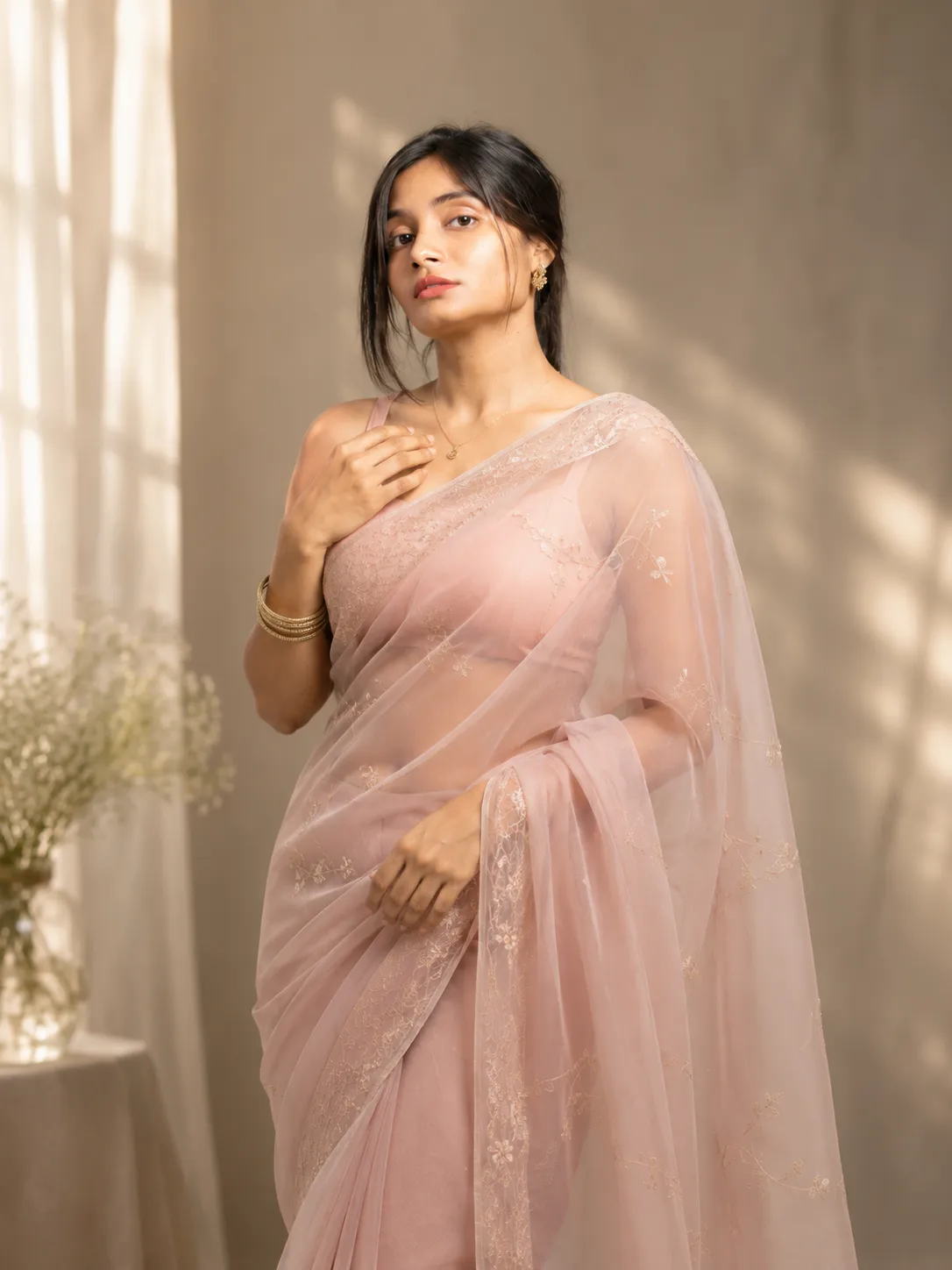 Chiffon saree portrait made with a Nano Banana prompt